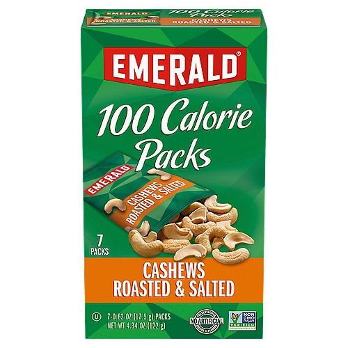 Emerald 100 Calorie Packs Roasted & Salted Cashews, 0.62 oz, 7 count