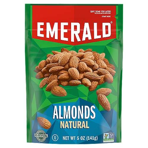 Unpretentious and unadorned. These almonds are so close to nature, you can almost sense the orchard breeze. Sometimes less is more. These nuts come in a resealable bag so they stay fresh for later and are easy to take on the go. Emerald harvests only the tastiest, crunchiest, high quality nuts. Our secret is in our unique seasoning and distinct crunch that each nut provides. Whatever the occasion, Emerald has the specific nut you are looking for.