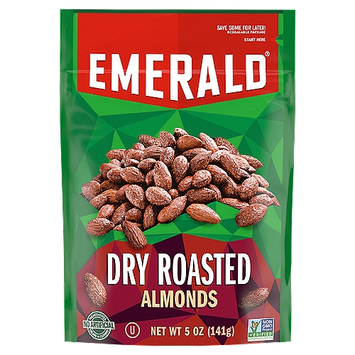 One of our most popular flavors! We lightly season tasty almonds and dry-roast them twice, which gives these Dry Roasted Almonds an enhanced, unique flavor. They are a delicious, wholesome, salty snack. These nuts come in a resealable bag so they stay fresh for later and are easy to take on the go. Emerald harvests only the tastiest, crunchiest, high quality nuts. Our secret is in our unique seasoning and distinct crunch that each nut provides. Whatever the occasion, Emerald has the specific nut you are looking for.