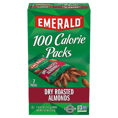 Emerald 100 Calorie Packs Dry Roasted Almonds, 0.63 oz, 7 count