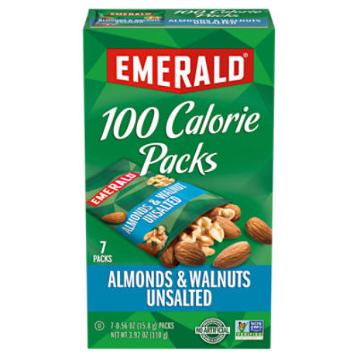 Emerald 100 Calorie Packs Unsalted Almonds & Walnuts, 0.56 oz, 7 count, 3.92 Ounce