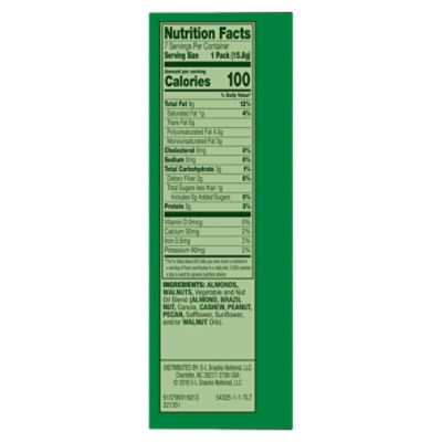 Emerald 100 Calorie Packs Unsalted Almonds & Walnuts, 0.56 oz, 7 count