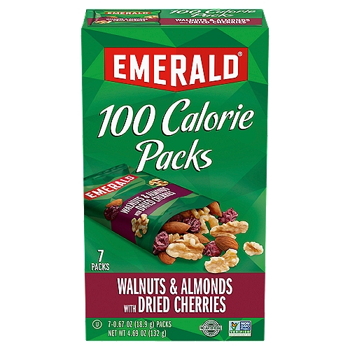 Emerald 100 Calorie Packs Natural Walnuts & Almonds with Dried Cherries, 0.67 oz, 7 count