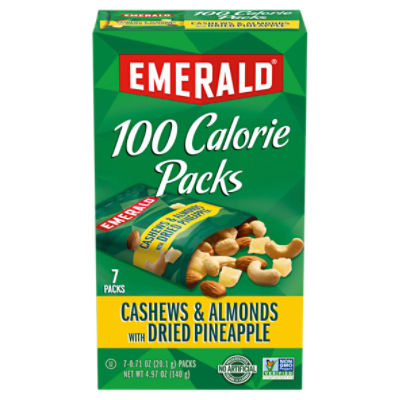 Emerald Nuts Cashews and Almonds with Dried Pineapple, 100 Calorie Packs 7 Ct