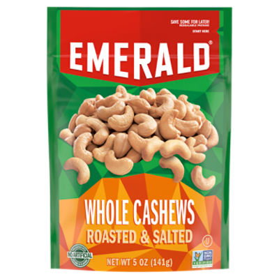 Emerald Nuts, Whole Cashews Roasted & Salted, 5 Oz Resealable Bag