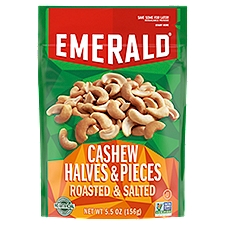 Emerald Cashew Halves and Pieces, Roasted and Salted, 5.5 Ounce