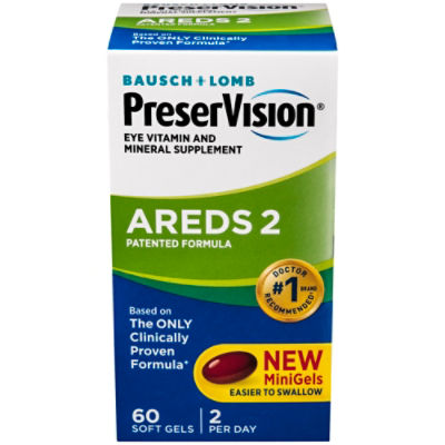 Bausch + Lomb PreserVision Areds 2 Eye Vitamin and Mineral Supplement, 60 count
