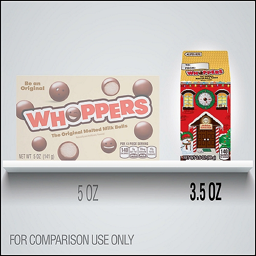 WHOPPERS Malted Milk Balls Christmas Candy Carton, 3.5 oz - The