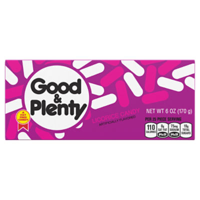 GOOD & PLENTY Licorice Candy, Fat Free, Movie Candy, 6 oz, Box, 6 Ounce