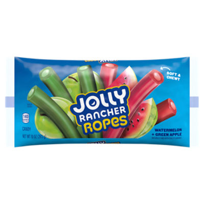 Jolly Rancher Watermelon + Green Apple Ropes Candy, 10 oz