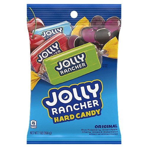 JOLLY RANCHER Assorted Fruit Flavored Hard Candy, Individually Wrapped, 7 oz, Bag