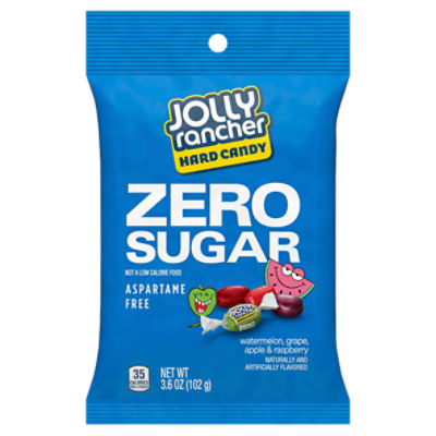 JOLLY RANCHER Zero Sugar Assorted Fruit Flavored Hard Candy, Individually Wrapped, 3.6 oz, Bag