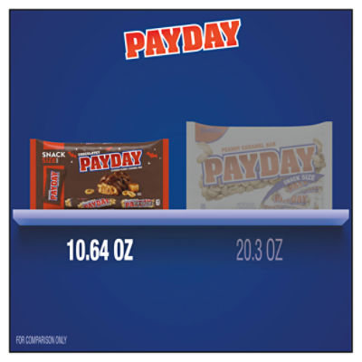 PAYDAY Chocolatey Peanut Caramel Snack Size, Halloween Candy Bag, 10.64 oz