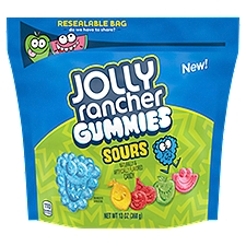 JOLLY RANCHER Gummies Sours Assorted Fruit Flavored Candy Resealable Bag, 13 oz, 13 Ounce