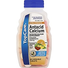 Top Care Antacid Calcuim Tablets - Assorted Fruit, 96 each