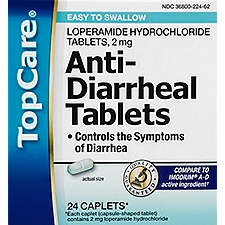 Top Care Anti-Diarrheal Tablets - 2 mg Caplets, 24 each, 24 Each