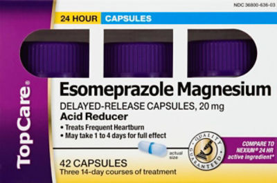 Top Care Esomeprazole Magnesium. 20 mg, 42 each, 42 Each