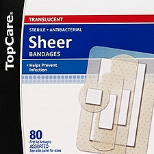 Top Care Antibacterial Sheer Bandages, 80 each, 80 Each