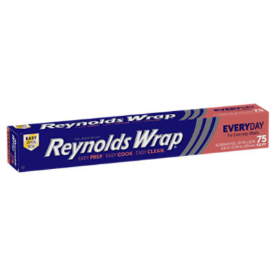 Reynolds Wrap Everyday Aluminum Foil 75 sq. ft. Box, Plastic Wrap