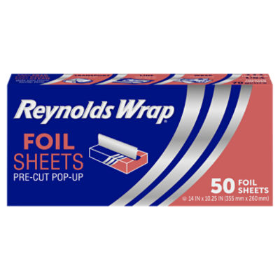 Reynolds Wrap Pre-Cut Pop-Up Aluminum Foil Sheets, 14 x 10.25 Inches, 50  Sheets