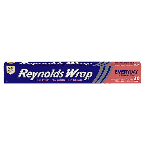 Reynolds Wrap Everyday Aluminum Foil 30 Sq Ft
WRAP
-Food to keep fresh
-Food to go

LINE
-Sheet pans for easy cleanup

COVER
-Keep food warm