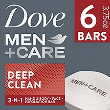 Dove Men+Care Deep Clean Body and Face Bar, 6 Each