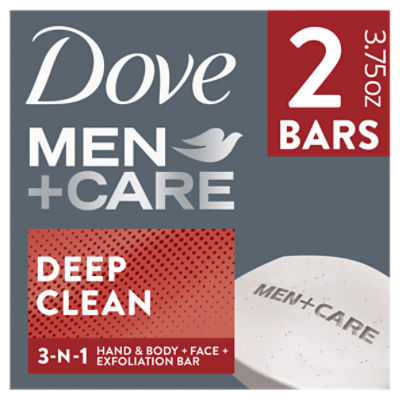 Dove Men+Care Men's Bar Soap, Deep Clean 3-in-1 Exfoliating, 3.75oz x 12  BARS
