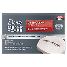 Dove Men+Care Men's Bar Soap Deep Clean 3.75 oz, 4 Bar