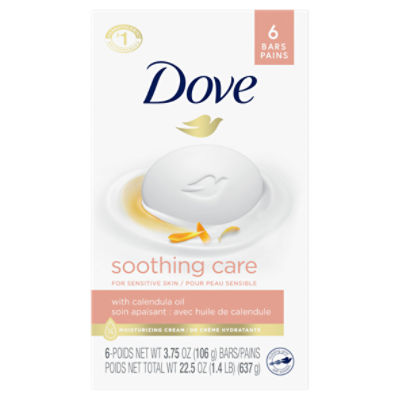 Dove Soothing Care Beauty Bar with Calendula Oil, 3.75 oz, 6 count