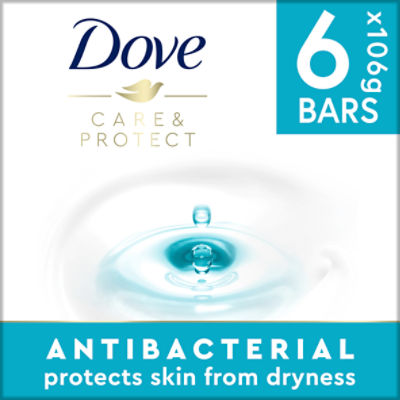 Dove Care & Protect Antibacterial Beauty Bar, 3.75 oz, 6 count