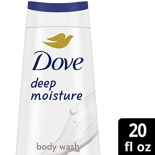 Transform your skin with Dove Deep Moisture Body Wash. This nourishing body wash, with 24hr Renewing MicroMoisture, gently cleanses and deeply moisturizes the skin, leaving it renewed and healthy-looking for 24 hours. From the #1 dermatologist recommended body wash brand, this nourishing body wash has a luxurious lather you'll love to use in the shower after a long day. Dove Deep Moisture Body Wash has been developed with millions of MicroMoisture droplets and plant-based moisturizers, creating a formula that works to gently cleanse and deeply moisturize skin and nourish your microbiome - skin's living protective layer. Dove Deep Moisture Body Wash for dry skin actively regenerates skin's natural moisture and deeply nourishes the driest skin, leaving it soft and hydrated. As a specially designed body wash for soft skin, your skin will feel as soft as it looks. This moisturizing body wash also has a 98% biodegradable formula*. *98% of ingredients break down into carbon dioxide, water and minerals (OECD test methods 301, 302 and/or 310). This gentle skin cleanser is packaged in 100% recycled plastic bottles, vegan, and Dove is PETA approved, meaning we do not test on animals, anywhere in the world, so you can feel good about switching to Dove. How to use: To transform your dry skin with this nourishing body wash, squeeze a generous amount of Dove Deep Moisture Body Wash into your palms. Massage the hydrating body wash onto your skin, taking a moment to enjoy the rich lather and indulgent fragrance, before rinsing off to reveal soft, smooth, and hydrated skin. Dove care goes further than moisturizing skin care with 100% recycled plastic bottles and, globally, Dove is PETA approved. At Dove, our vision is of a world where beauty is a source of confidence, and not anxiety. So, we are on a mission to help the next generation of women develop a positive relationship with the way they look-reaching over ¼ of a billion young people with self-esteem education by 2030. We are also committed to a landmark new initiative as part of our 2025 commitment to reduce plastic waste; reducing over 20,500 metric tons of virgin plastic annually by making the iconic beauty bar packaging plastic-free globally; launching new 100% recycled plastic bottles; and trialing a new refillable deodorant format that reduces plastic use over time. As one of the largest beauty brands in the world, we are revealing an agenda-setting commitment to tackle the global beauty industry's plastic waste issue.