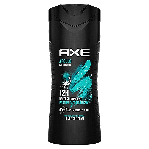 AXE  Body Wash Apollo 16 oz
Lather up and smell the freshness.

You never know what's just around the corner. Or who. So you need to smell your best whenever, wherever. Relax. We got you. With 12-hour refreshing scent, AXE Apollo Body Wash for Men busts bad odor and keeps you smelling shower-fresh. All. Day. Long. Refreshing, effortless and deliciously foamy, let the crisp notes of sage and cedarwood combine to leave you clean, fresh and smelling 100% ready.
 
Same great AXE Apollo fragrance, fresh new look. But what's on the inside matters too. Wash away odor and smell refreshed for 12 hours with our first Dual Action Body Wash. Plus our 100% plant-based moisturizers keep your skin feeling irresistibly soft, naturally. All day, all night - no matter what, you're ready. 

Fresher you, cleaner planet. By 2025, AXE aims for all our packaging to be recyclable or to include recycled materials - our Body Wash bottles are already made with 100% recycled plastic. 

At AXE, we believe that one of the keys to attraction is an irresistible fragrance. That's why we're dedicated to giving you all the best tools to make sure that whenever opportunity comes your way, you're smelling your absolute best. 

From our body sprays to our men's body wash, our antiperspirants to our deodorants, we're doing everything we can to make sure no one gets left out of the attraction game. 

Welcome to the future. It smells amazing.
New and Upgraded AXE. Smell Ready.