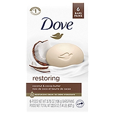 Dove Beauty Bar Gentle Skin Cleanser Restoring 3.75 oz, 6 Bars, 24 Ounce