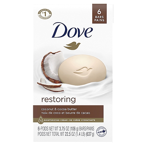 Dove Beauty Bar Gentle Skin Cleanser Restoring 3.75 oz, 6 Bars