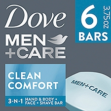 Dove Men+Care Body Soap and Face Bar Clean Comfort 3.75 oz, 6 Bars, 22.5 Ounce