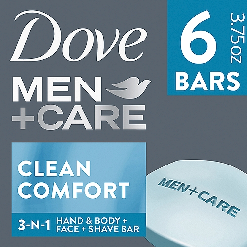 Dove Men+Care Body Soap and Face Bar Clean Comfort 3.75 oz, 6