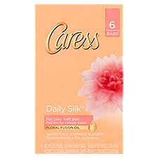 Caress Daily Silk White Peach & Orange Blossom Silkening Beauty Bars, 3.15 oz, 6 count