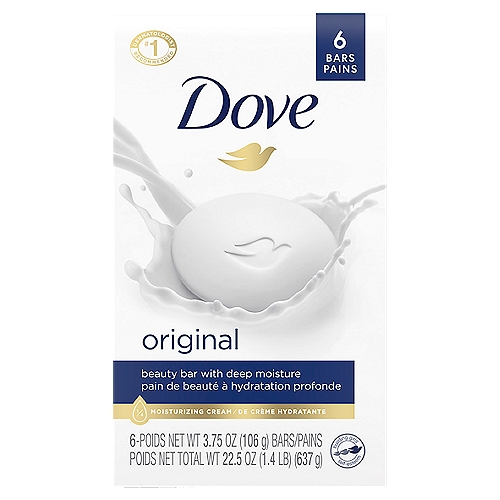 Dove Original Beauty Bar and gentle skin cleanser combines a gentle cleansing formula with our signature 1/4 moisturizing cream to hydrate and nourish skin, instead of leaving skin feeling dry and tight like an ordinary bar soap might. Dove mild cleansers help skin retain its natural moisture, which helps replenish skin-natural nutrients that can be lost during the cleansing process.nnInclude this Beauty Bar in your bath and skin care routine as a facial cleanser or as a gentle skin cleanser for your body and hands. For best results, rub between wet hands and massage the smooth, creamy lather over your skin before rinsing thoroughly. The secret to beautiful skin is moisture, and no other bar hydrates skin better than Dove. Formulated with gentle cleansers that care for skin as you cleanse, this moisturizing body soap helps deliver nourishment and leaves your face and body feeling soft and smooth and looking more radiant than ordinary soap does. Experience gentle cleansing with the same great formula wrapped in a new look.nnOur vision is of a world where beauty is a source of confidence, and not anxiety. Our mission is to help the next generation of women develop a positive relationship with the way they look, helping them raise their self-esteem and realize their full potential.