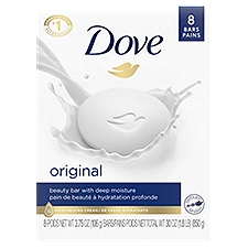 Dove Beauty Bar Gentle Skin Cleanser Original 3.75 oz, 8 Bars, 8 Each