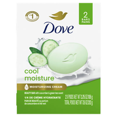 Dove Skin Care Beauty Bar Cucumber and Green Tea 3.75 oz, 2 Bars