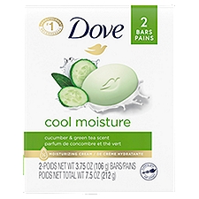 Dove Skin Care Cucumber and Green Tea, Beauty Bar, 2 Each