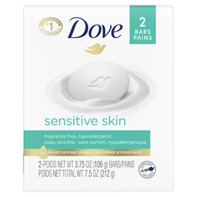 Dove Beauty Bar More Moisturizing Than Bar Soap Sensitive Skin 7.5 oz, 2 Bars