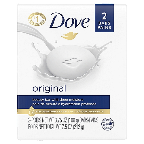 Dove White Beauty Bar with Deep Moisture, 4 oz, 2 count