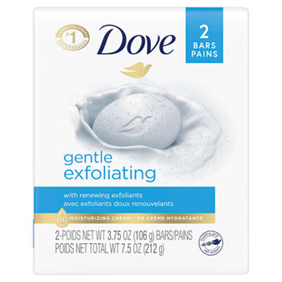 Dove Beauty Bar Gentle Exfoliating With Mild Cleanser 3.75 oz, 2 Bars