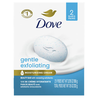 Dove Beauty Bar Gentle Exfoliating With Mild Cleanser 3.75 oz, 2 Bars, 2 Each