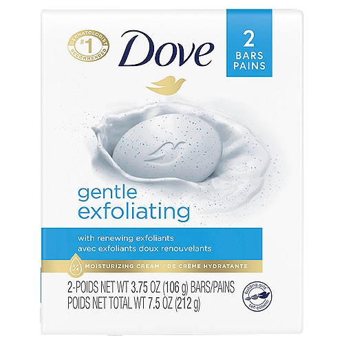 Dove Beauty Bar Gentle Exfoliating With Mild Cleanser 3.75 oz, 2 Bars