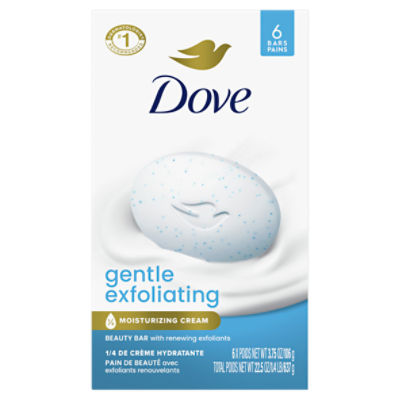 Dove Gentle Exfoliating Beauty Bar with Renewing Exfoliants, 3.75 oz, 6 count