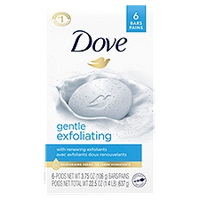 Dove Beauty Bar Gentle Exfoliating With Mild Cleanser 3.75 oz, 6 Bars, 6 Each