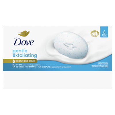 Dove Gentle Exfoliating Beauty Bar with Renewing Exfoliants, 3.75 oz, 6 count