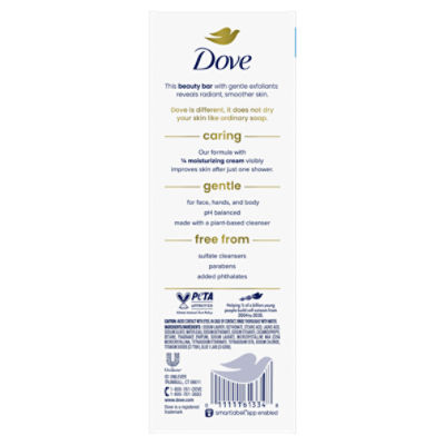 Dove Gentle Exfoliating Beauty Bar with Renewing Exfoliants, 3.75 oz, 6 count